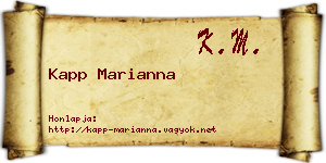Kapp Marianna névjegykártya